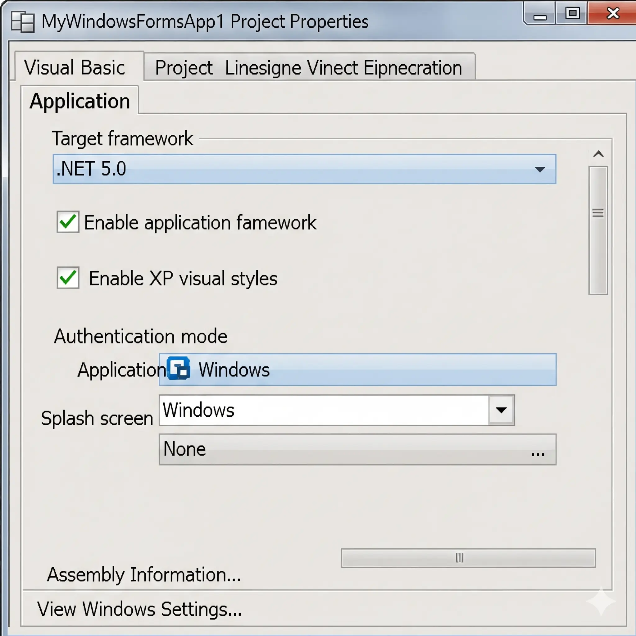 Project Property Menu