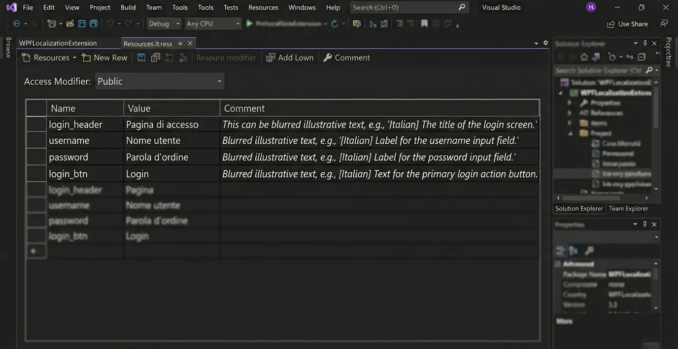 Resource file of the Italian language