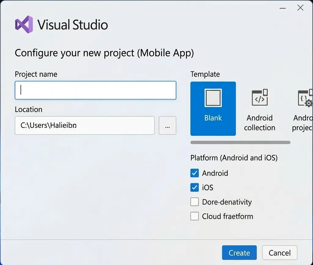Select template and platform.
